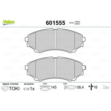 VALEO Bremsbeläge 601555
