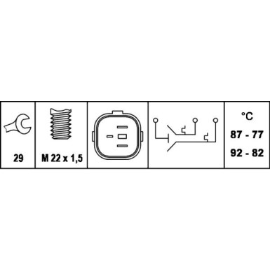 HELLA Temperaturschalter, Kühlerlüfter 6ZT 007 837-071 HELLA Temperaturschalter, Kühlerlüfter 6ZT 007 837-071