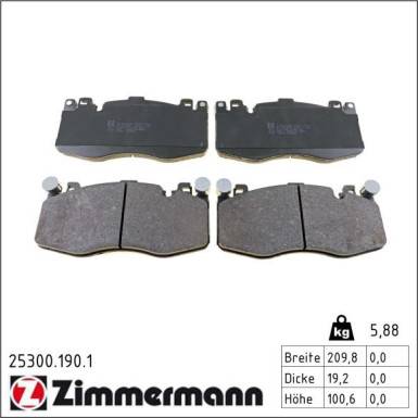 ZIMMERMANN Bremsbelagsatz, Scheibenbremse 25300.190.1 ZIMMERMANN Bremsbelagsatz, Scheibenbremse 25300.190.1