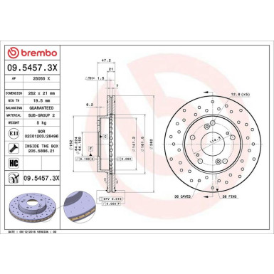 Bremsscheibe VA Xtra HONDA Civic 99 XTRA LINE - Xtra 09.5457.3X Bremsscheibe VA Xtra HONDA Civic 99 XTRA LINE - Xtra 09.5457.3X