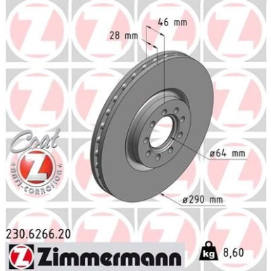 ZIMMERMANN Bremsscheibe 230.6266.20 ZIMMERMANN Bremsscheibe 230.6266.20