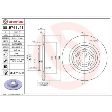 15 482 054 Bremsscheibe HA 08.B741.41 15 482 054 Bremsscheibe HA 08.B741.41
