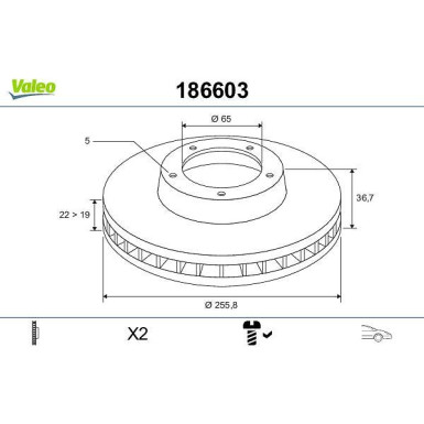 VALEO Bremsscheibe 186603 VALEO Bremsscheibe 186603