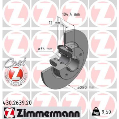 ZIMMERMANN Bremsscheibe 430.2639.20 ZIMMERMANN Bremsscheibe 430.2639.20