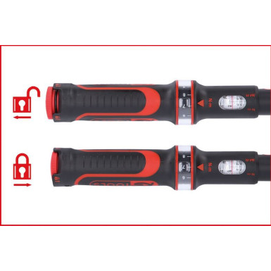 KS TOOLS ERGOTORQUE®Präzisions-Drehmomentschlüssel mit Ratschenkopf mit Drehknopfverstellung 516.1422