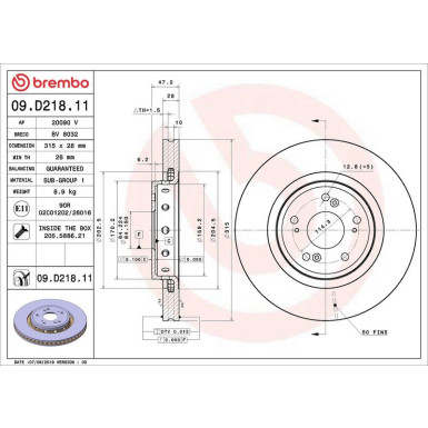 Bremsscheibe VA 09.D218.11 Bremsscheibe VA 09.D218.11