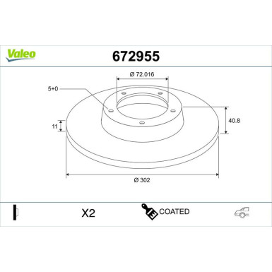 VALEO Bremsscheibe 672955 VALEO Bremsscheibe 672955