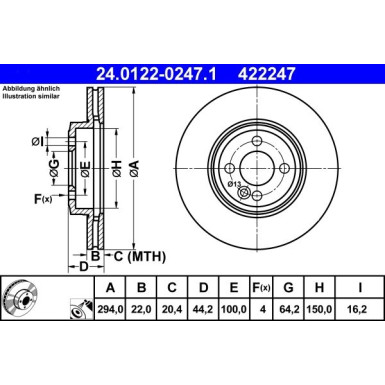 Bremsscheibe Mini P. Cooper 06-15 24.0122-0247.1 Bremsscheibe Mini P. Cooper 06-15 24.0122-0247.1
