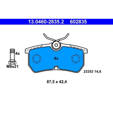 Bremsbelagsatz Ford T. Focus 1.4-2.0 16V 98-04 13.0460-2835.2 Bremsbelagsatz Ford T. Focus 1.4-2.0 16V 98-04 13.0460-2835.2