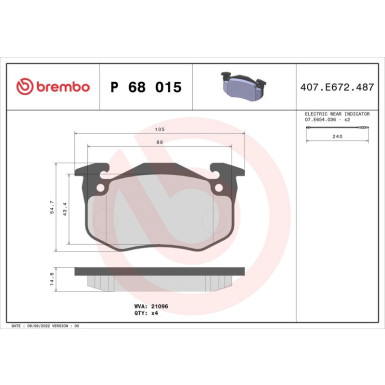 BREMBO Bremsklötze VA P 68 015 BREMBO Bremsklötze VA P 68 015
