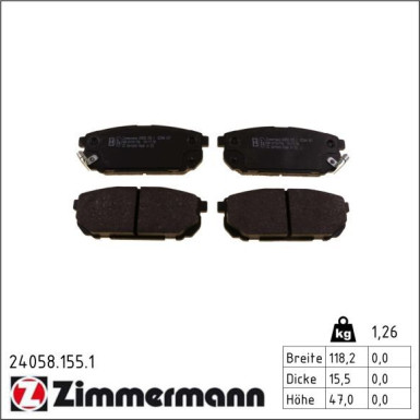 ZIMMERMANN Bremsbeläge 24058.155.1 ZIMMERMANN Bremsbeläge 24058.155.1
