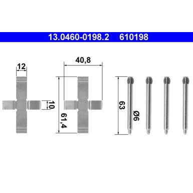 ATE Zubehör, Bremsbeläge 13.0460-0198.2 ATE Zubehör, Bremsbeläge 13.0460-0198.2