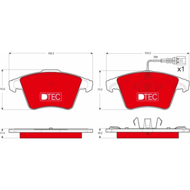 Bremsbelagsatz Vw P. Multivan/T5 03-09 Dtec Cotec DTEC COTEC GDB1556DTE Bremsbelagsatz Vw P. Multivan/T5 03-09 Dtec Cotec DTEC COTEC GDB1556DTE
