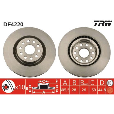 Bremsscheibe Lancia P. Thesis 2.0-3.2 305X28 DF4220 Bremsscheibe Lancia P. Thesis 2.0-3.2 305X28 DF4220