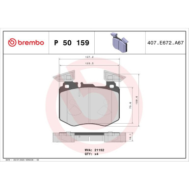 BREMBO Bremsklötze VA MERCEDES GLC 15 PRIME LINE P 50 159 BREMBO Bremsklötze VA MERCEDES GLC 15 PRIME LINE P 50 159