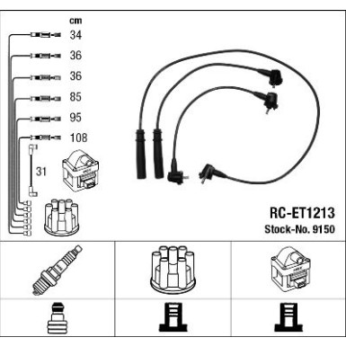 RC-ET1213 NGK - Zündkabelsatz TOYOTA 4 Runner 90-95 9150