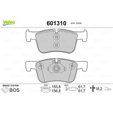 VALEO Bremsbeläge 601310 VALEO Bremsbeläge 601310