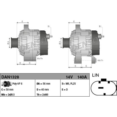 DENSO Generator DAN1328 DENSO Generator DAN1328