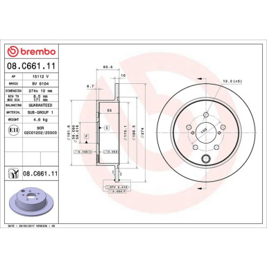 88 482 018 Bremsscheibe HA 08.C661.11 88 482 018 Bremsscheibe HA 08.C661.11