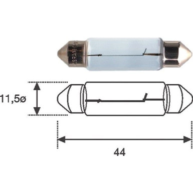 Rohr Glühlampe 12V/10W 11,5X44Mm STANDARD 009461200000