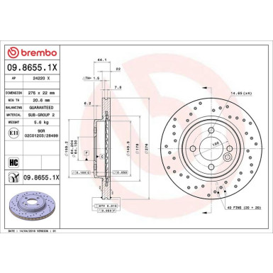 Bremsscheibe VA Xtra 09.8655.1X Bremsscheibe VA Xtra 09.8655.1X