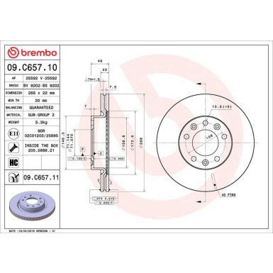 71 481 043 Bremsscheibe VA 09.C657.11 71 481 043 Bremsscheibe VA 09.C657.11