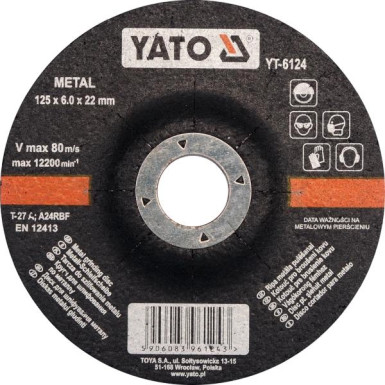 Schruppscheibe F÷r Metall Gekr÷Pft 125X6,0X22 YT-6124