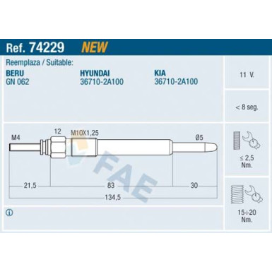 FAE Glühkerze 74229 FAE Glühkerze 74229