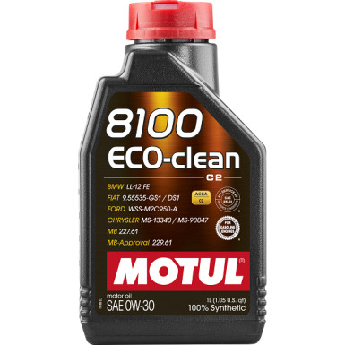 Motul 8100 Eco-clean 0W-30 C2 1 Liter 8100 ECO-CLEAN 0W-30 102888