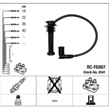 RC-FD807 NGK - Zündkabelsatz FORD FIESTA VI 1.25,10.08 8541