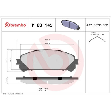 BREMBO Bremsklötze VA LEXUS RX 09 PRIME LINE P 83 145 BREMBO Bremsklötze VA LEXUS RX 09 PRIME LINE P 83 145