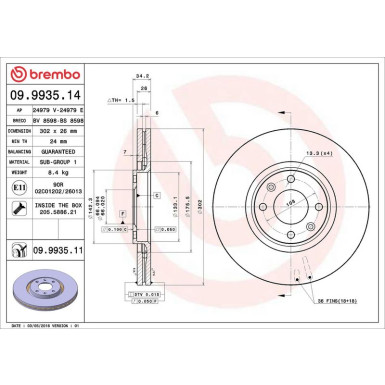 70 481 027 Bremsscheibe VA 09.9935.11