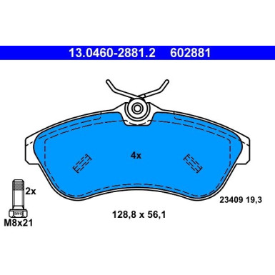 Bremsbelagsatz Citroen P. C2/C3 1,4-1,6 02 13.0460-2881.2 Bremsbelagsatz Citroen P. C2/C3 1,4-1,6 02 13.0460-2881.2