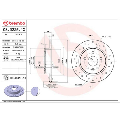 Bremsscheibe HA 08.D225.1X Bremsscheibe HA 08.D225.1X
