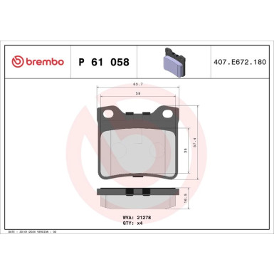 BREMBO Bremsklötze HA P 61 058 BREMBO Bremsklötze HA P 61 058