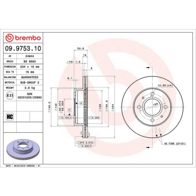 80 481 013 Bremsscheibe VA 09.9753.10 80 481 013 Bremsscheibe VA 09.9753.10