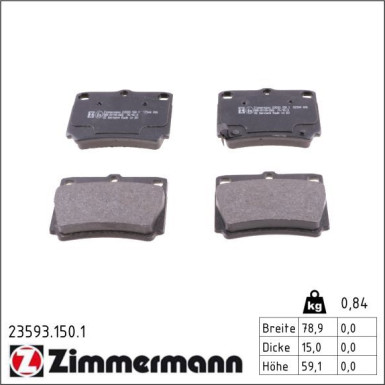 ZIMMERMANN Bremsbeläge 23593.150.1 ZIMMERMANN Bremsbeläge 23593.150.1