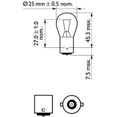 Stop P25 12V, 18W, BA15s 12445CP