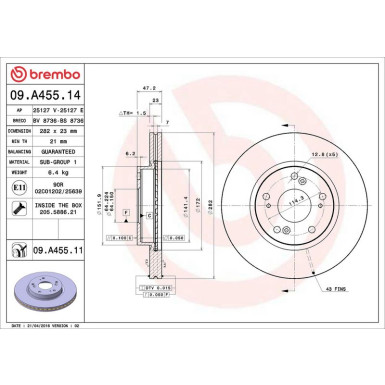 86 481 038 Bremsscheibe VA 09.A455.11 86 481 038 Bremsscheibe VA 09.A455.11