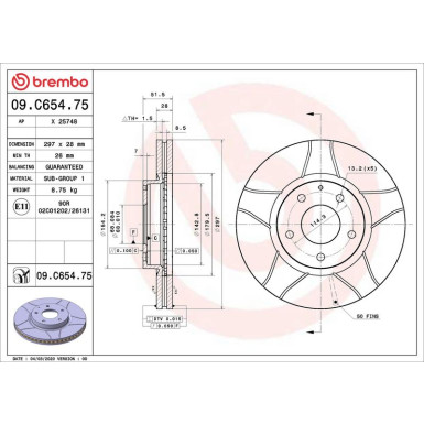 Bremsscheibe VA Brembo Max 09.C654.75 Bremsscheibe VA Brembo Max 09.C654.75
