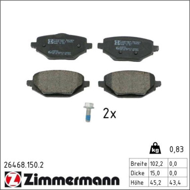 ZIMMERMANN Bremsbelagsatz, Scheibenbremse 26468.150.2 ZIMMERMANN Bremsbelagsatz, Scheibenbremse 26468.150.2