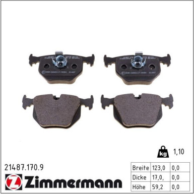 ZIMMERMANN Bremsbeläge 21487.170.9 pb:z