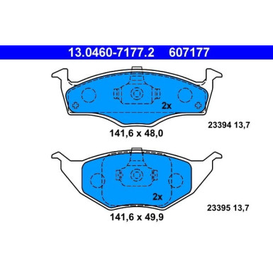 Bremsbelagsatz Vw P. Lupo 1.2 Tdi 99-05 13.0460-7177.2 Bremsbelagsatz Vw P. Lupo 1.2 Tdi 99-05 13.0460-7177.2