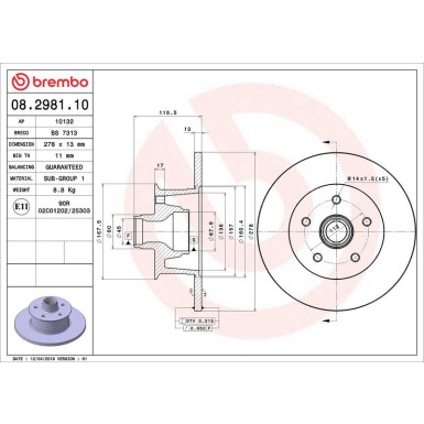 17 481 013 Bremsscheibe VA 08.2981.10