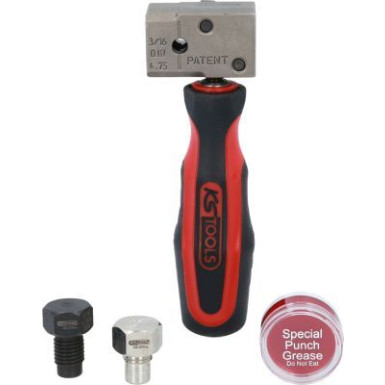 KS TOOLS FLAREFIXeco 4,75 mm Universal-Bremsleitungs-Crimpwerkzeug-Set, 4-teilig 122.1215