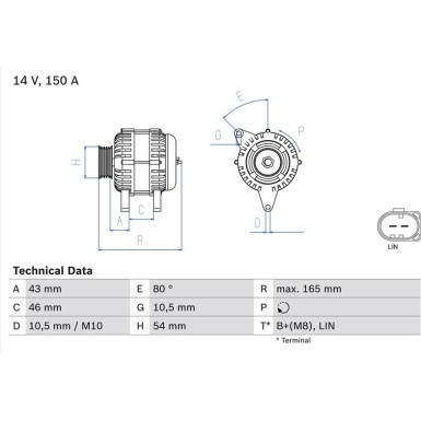Lichtmaschine FORD,LAND ROVER 0 986 081 400