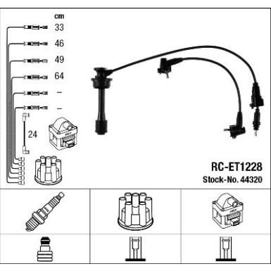 RC-ET1228 NGK - Zündkabelsatz TOYOTA Celica 2.0 Gti 89-93 44320