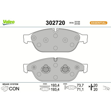VALEO Bremsbeläge 302720 VALEO Bremsbeläge 302720