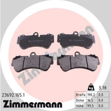 ZIMMERMANN Bremsbeläge 23692.165.1 ZIMMERMANN Bremsbeläge 23692.165.1