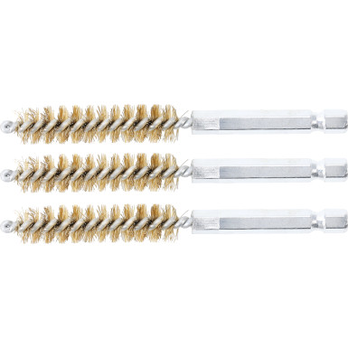 BGS Messingbürste 11 mm Antrieb Außensechskant 6,3 mm (1/4 ) 3-tlg 3078-11-M